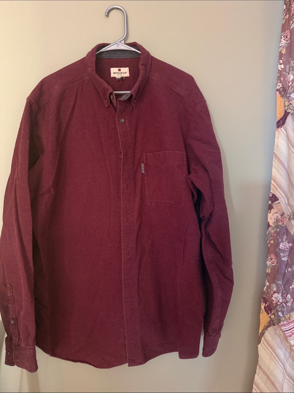 Woolrich Men's Corduroy Button-Down Shirt in Burgundy